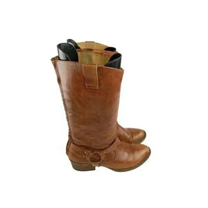 Distressed Diego Di Lucca Womens Biker Boots Brown Leather Zipper Size 8 EE